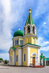 乌克兰伊兹梅尔圣尼古拉教堂港口建筑正方形公园建筑学晴天教会城市宗教纪念碑图片