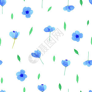 花卉水彩无缝图案背景设计 矢量图艺术植物树叶蓝色热带花束叶子绘画花瓣插图图片