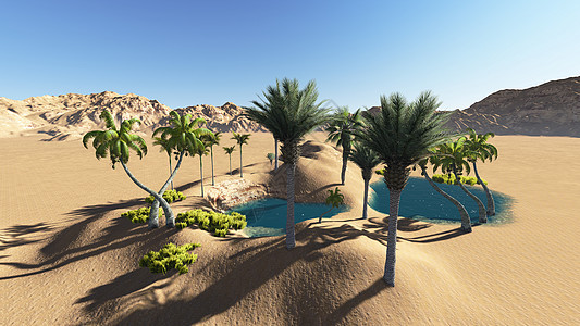 绿洲衬套沙漠绘图图像绘画旅行形状热带地点计算机图片
