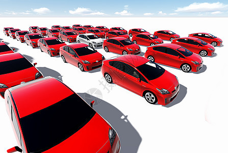 数百辆红色车 一辆白色个性恶作剧轿车数字化营业员创新顾客人群电脑图片