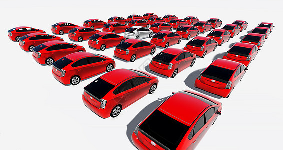 数百辆红色车 一辆白色顾客创新数字化恶作剧个性电脑轿车人群营业员图片