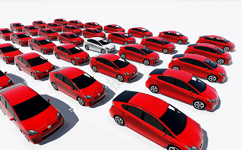 数百辆红色车 一辆白色轿车营业员顾客创新人群恶作剧数字化个性电脑图片