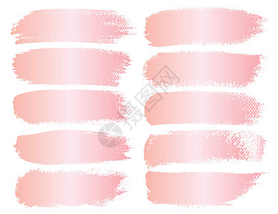 一组画笔描边粉红色的 grunge 画笔描边 矢量图玫瑰盒子销售横幅收藏框架飞溅涂鸦墨水玫瑰金图片