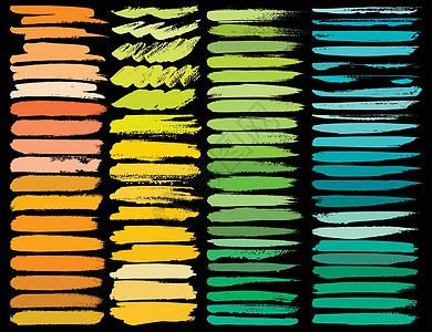 大套彩色笔触笔触 矢量图涂鸦墨水横幅粉笔框架艺术染料中风盒子写意背景图片