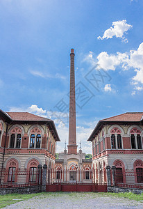 进入Crespi dAdda工厂建筑学烟囱工业城市村庄遗产世界纪念碑地标入口图片