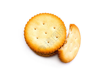 在白背景上隔离的面包饼干饼干早餐美食小麦食物糕点黄油圆圈小吃盐渍糖类图片