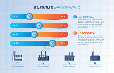 演示文稿条形图图表金融工厂工业业务 Infographi生长插图小册子商业进步报告酒吧数字统计信息图片