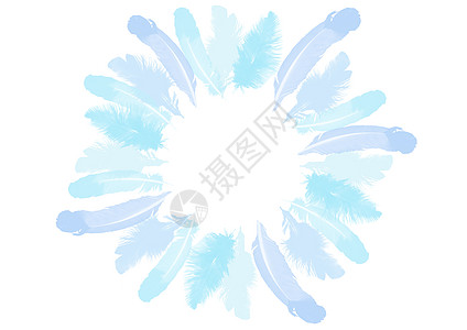 蓝鸟的羽毛 花圈边框 时装设计背景的水彩画图片