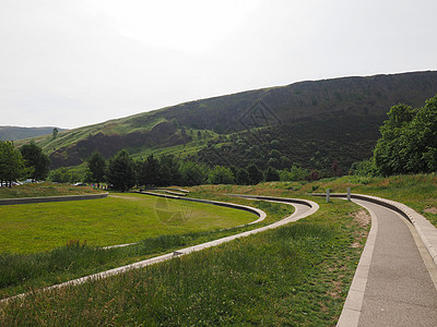 爱丁堡亚瑟的座位全景绿色场景公园图片