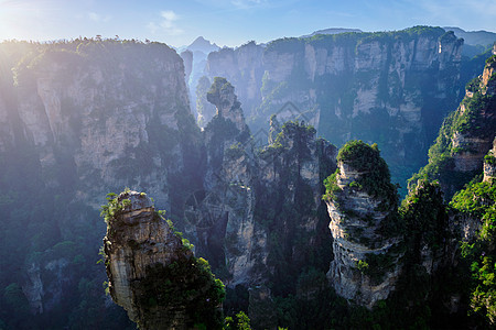 中国张家江山石头吸引力岩石旅游天空旅行悬崖国家山脉柱子图片