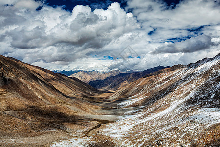 对山谷和卡拉科伦的观察范围 从Khardung La通过 拉达克图片