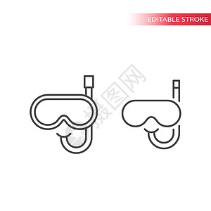 水肺潜水设备浮潜和护目镜矢量图标图片