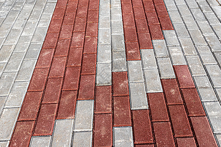 铺路石路的纹理 设计的抽象背景露台城市材料红色小路灰色建筑学人行道正方形岩石图片