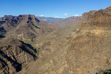 大加那利岛内大加那利河谷悬崖峡谷风景顶峰公园荒地全景蓝色干旱远足图片
