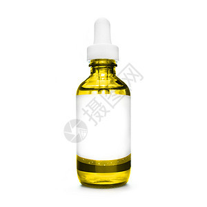 带吸管的黄色瓶子 带血清的滴管瓶 白色背景上的化妆品油 精油分离 天然油瓶图片