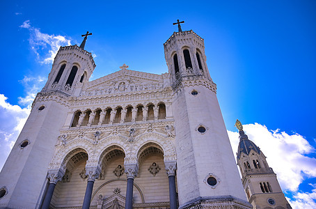 法国里昂圣母院城市景观建筑学纪念碑贵妇人地标历史性天际大教堂教会图片