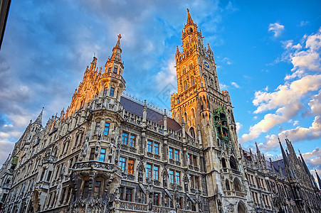 德国慕尼黑新市政厅大教堂大厅旅游建筑城市旅行景观历史历史性广场图片