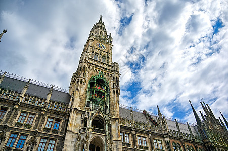 德国慕尼黑新市政厅纪念碑大教堂市政建筑广场历史性大厅天空旅行历史图片