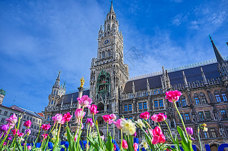 德国慕尼黑新市政厅大厅景观广场市政大教堂城市地标历史性历史旅游图片
