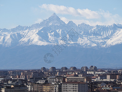 Monviso蒙特维索山山脉全景城市签证建筑学地标联盟景观天际图片