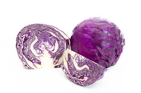 白色背景的红白卷心菜节食食物饮食紫色农业蔬菜红色营养沙拉收成图片