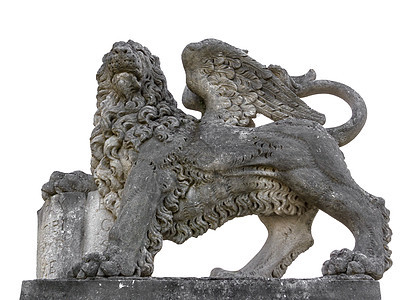 威尼斯狮子翅膀地标古董文化动物雕刻历史旅行白色纪念碑图片