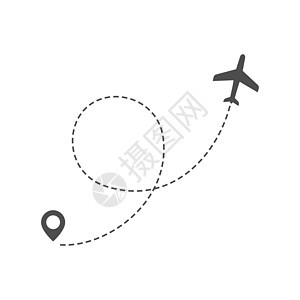 带位置 pi 的虚线飞机航线轨迹背景图片