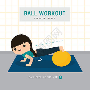 球锻炼 做稳定球运动和瑜伽卡通 Vecto 的女人身体房间活力爱好平衡活动房子训练停留腹肌图片