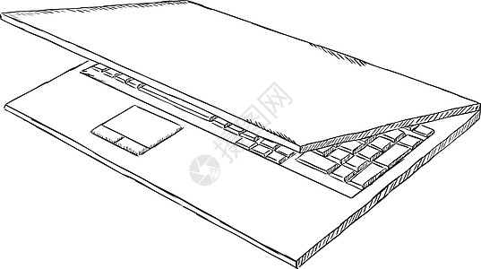 黑色和白色的素描风格笔记本电脑图片