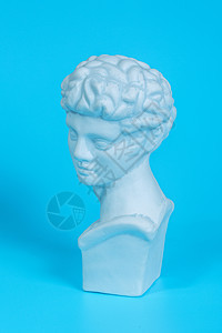 古希腊雕塑 大卫雕塑 蓝底石膏插图古董数据艺术男性药品绘画科学布料背景图片