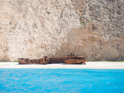 著名的船难海滩Zakynthos海岸导航岩石全景季节沉船海洋破坏海岸线天堂图片