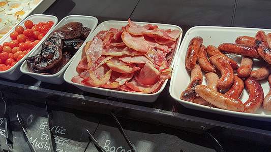 英语早餐自助餐食堂展示内阁食物油炸餐饮酒店柜台餐厅炙烤图片