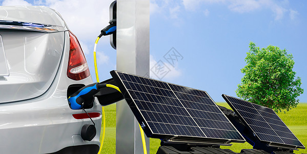 EV汽车或电力汽车和发电用太阳能电池技术收费插座车辆环境活力燃料控制板力量细胞图片