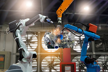 控制自动化机器人武装工厂零件发动机制造工业机器人和机械臂的生产图片
