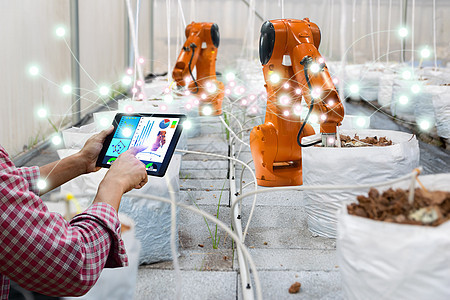 智能机器人农民收获农业技术未来机器人自动化工作技术提高效率图片