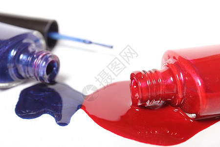 红色 白色和蓝色钉子波兰Spilled搪瓷液体美甲指甲旗帜指甲油瓶子爱国刷子化妆品图片