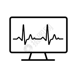 计算机诊断矢量图标 医疗信号电脑监控工具技术记忆脉冲脉动监视器公用事业心电图图片