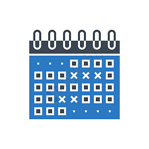 活动日历矢量字形 Ico夹子办公室框架蓝色商业时间插图图标会议艺术图片