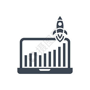 增长流量矢量字形 Ico项目插图技术图表火箭速度笔记本网站商业交通图片