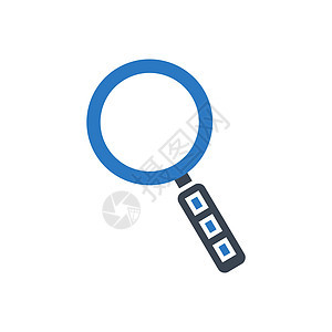 搜索矢量字形 Ico放大镜服务玻璃插图蓝色解决方案营销网络引擎图片