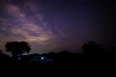 银河和星空在山上的夜空科学星星月亮星系天文学蓝色插图黑暗望远镜墙纸图片