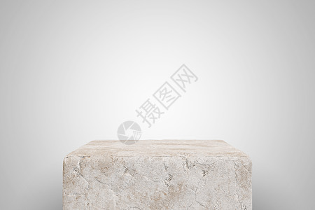 白色背景上的空划痕混凝土讲台 最适合产品展示  3d 渲染的立方体基座背景图片