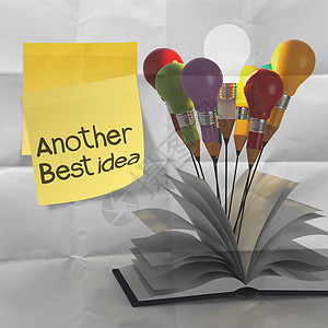 在书外画铅笔和灯泡概念的构想思维展示领导创新贮存正方形创造力立方体活力天才图片