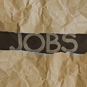 手工在折叠纸上作为概念绘制工作单词招聘职业就业资源回收公司雇主小时信封眼泪背景图片