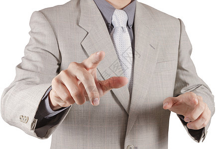 商务人士手按虚拟屏幕上的假想按钮安全手指解决方案人士工作男性手势男人成功钥匙图片