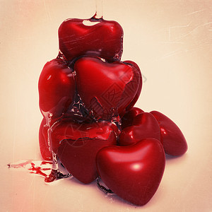 心与糖浆 3d 上惠特红色工作室白色苏打背景图片