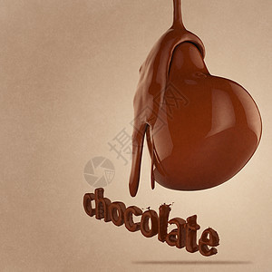 巧克力在心脏形状上流动糖浆可可配料漩涡烘烤喷口白色食物牛奶细流图片