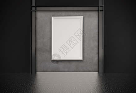 构图墙上的空现代风格框架作为概念帆布房间横幅文件夹博览会安装展示绘画大厅工作室图片