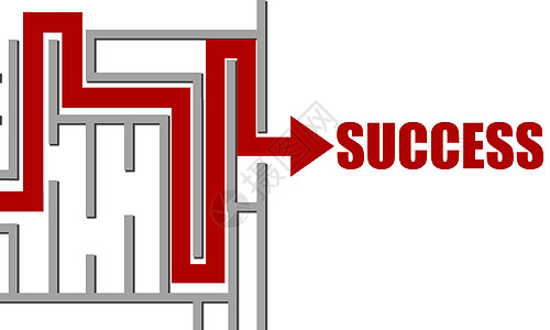 在成功的迷宫外面的红色箭头 商业成功理念插图困惑渲染解决方案小路挑战出口路线白色思维图片