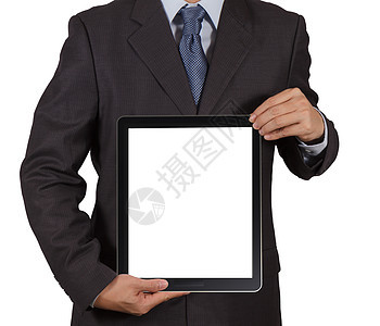 手持平板电脑装置的商务人士手图片